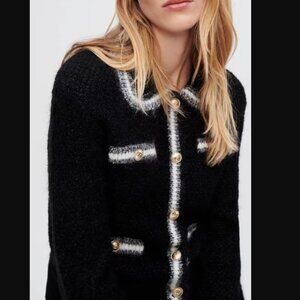 Maje Moopy Black Knit Cardigan Size S NWT